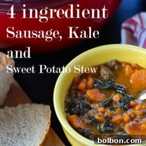 Easy 4-ingredient Sausage, Kale and Sweet Potato Stew
