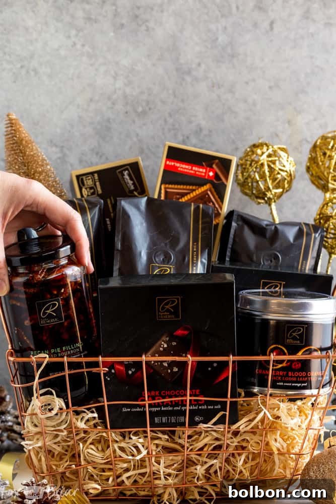 Assortment of Signature RESERVE gourmet products, including coffee, tea, and chocolates