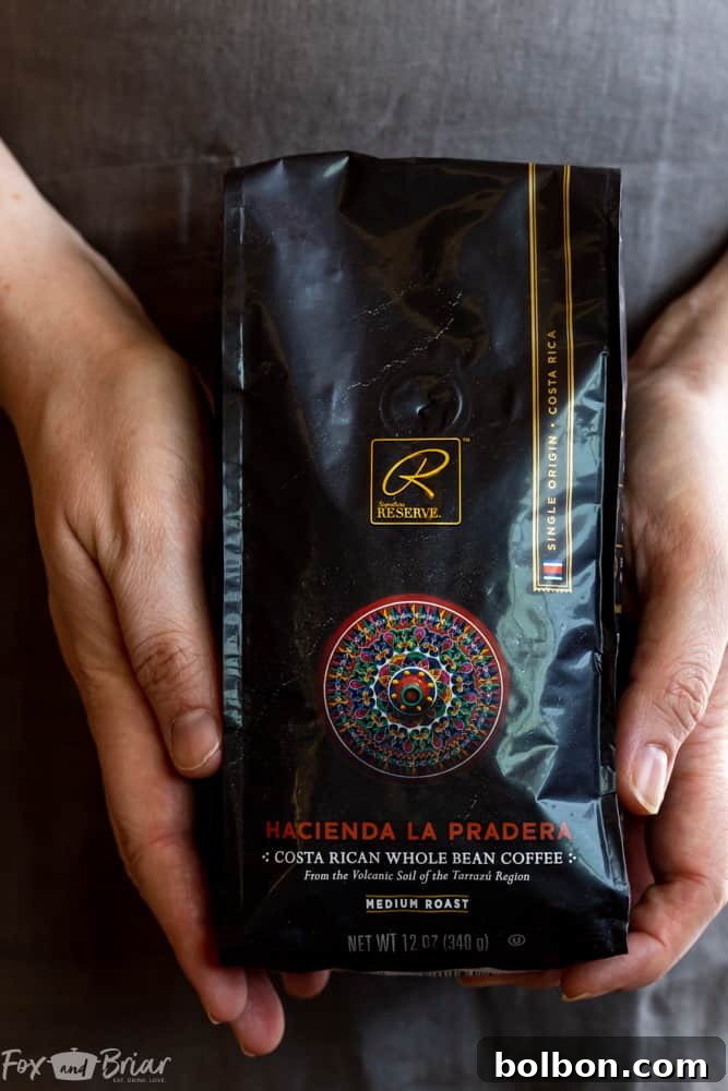 Close-up of Signature RESERVE single origin coffee and loose leaf tea