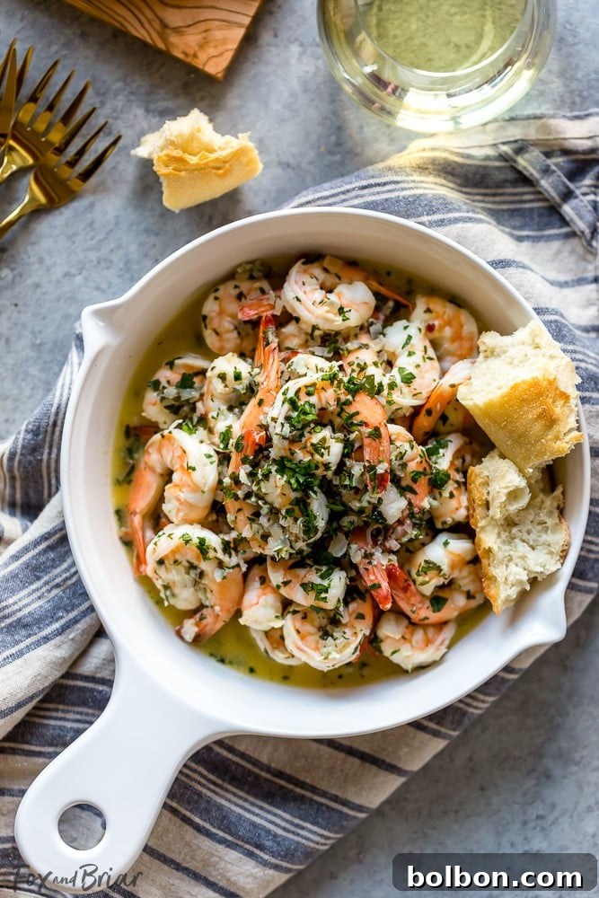 Shrimp Scampi with White Wine served with linguine and parsley