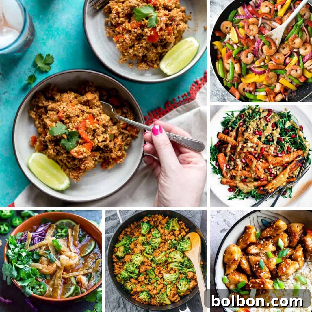 A vibrant and healthy dinner spread featuring various dishes for meal planning, perfect for a fresh start in the new year.