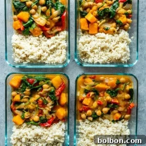 Delicious Easy Chickpea Curry, perfect for healthy meal prep