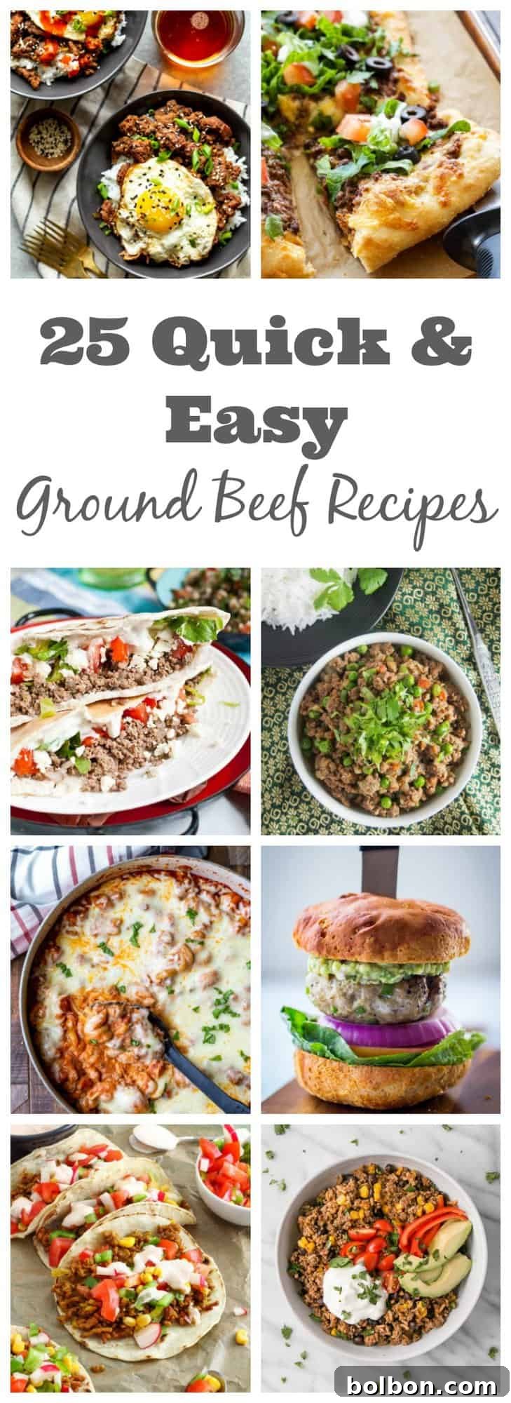 An additional image of quick ground beef recipes, perhaps for social sharing or Pinterest, highlighting the simplicity and deliciousness of easy ground beef dinners.