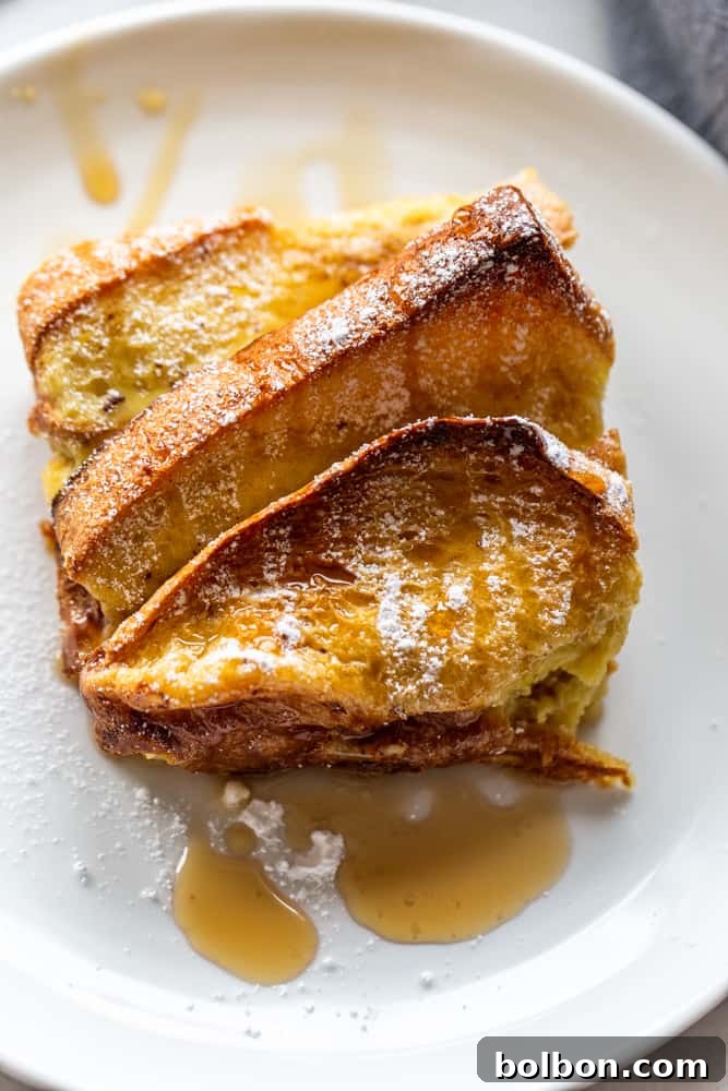 Close-up of baked brioche french toast casserole