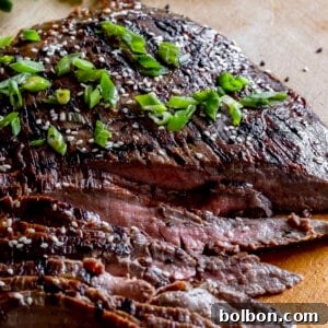 A small image of the finished Asian Grilled Flank Steak.