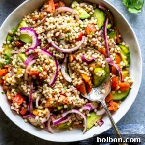 Israeli Pearl Couscous Salad 2 Finished Israeli Couscous Salad