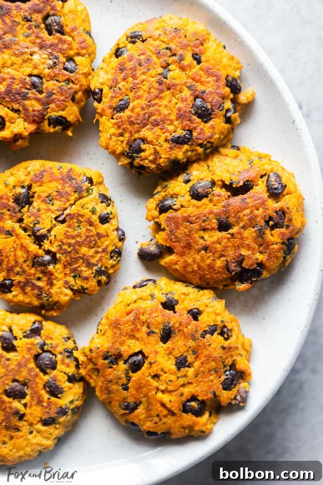 Sweet Potato Kale Black Bean Veggie Bites for Little Ones 3 Overhead shot of freshly cooked Sweet Potato, Kale and Black Bean Patties on a cooling rack