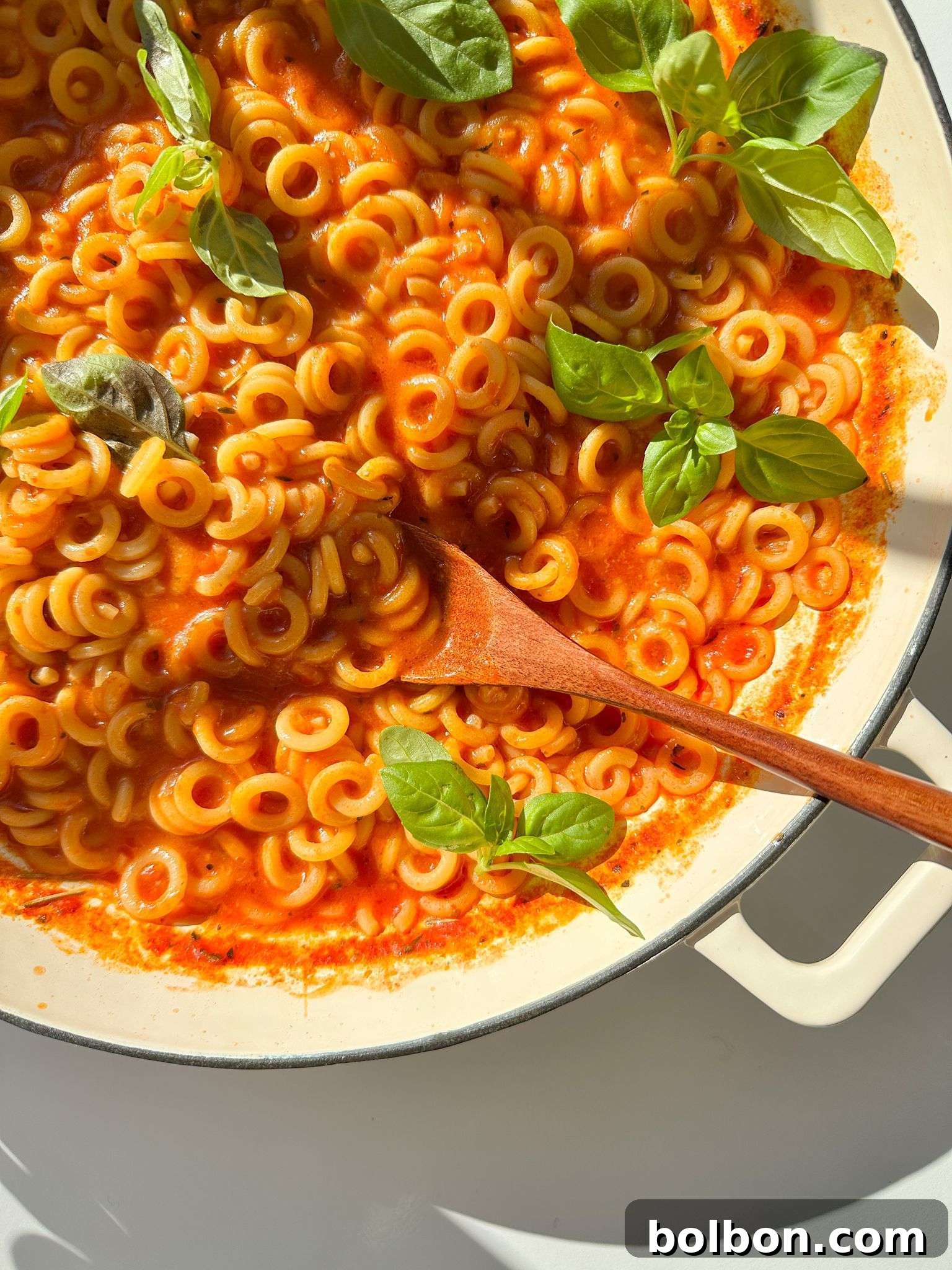 Homemade Spaghettios, a comforting and cheesy one-pot pasta dish made from scratch.