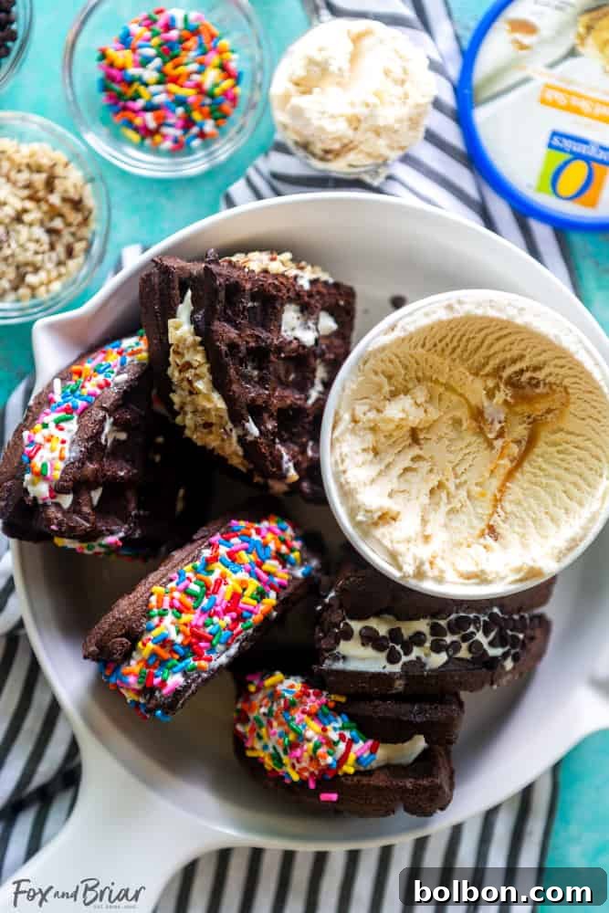 Gourmet Brownie Waffle Ice Cream Stacks 3 Close-up of O Organics Ice Cream and ingredients for brownie waffles