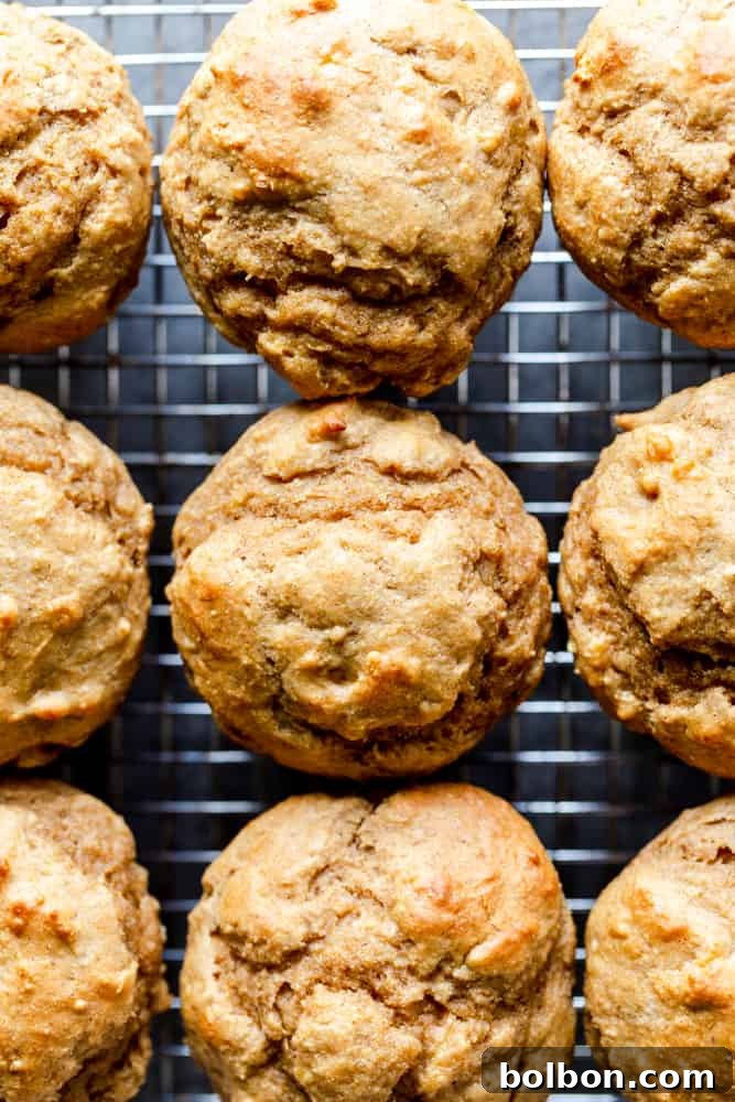 Wholesome Peanut Butter Banana Treats 6 Stack of healthy peanut butter banana muffins