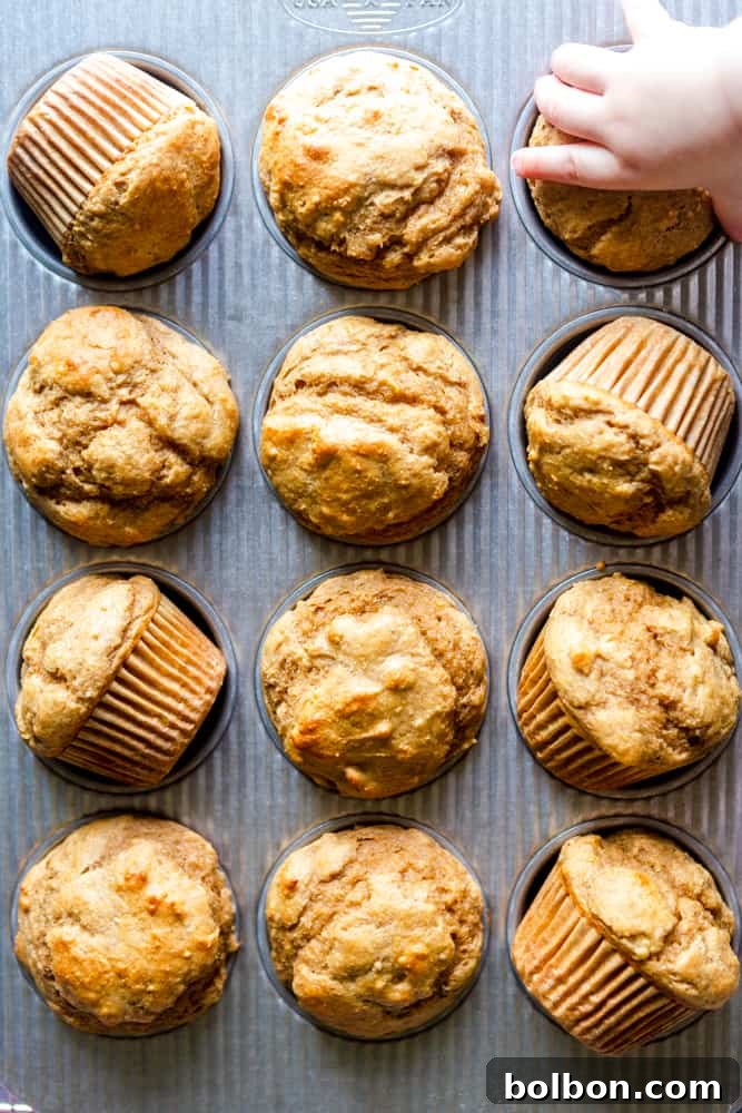 Wholesome Peanut Butter Banana Treats 8 Delicious healthy peanut butter banana muffins on a plate