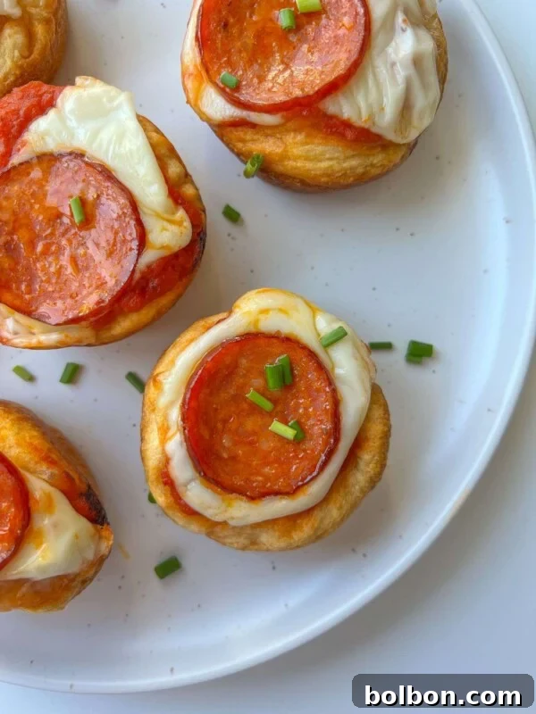 Pizza-Flavored Baked Beans 6 Mini pizza bites with cheese and pepperoni