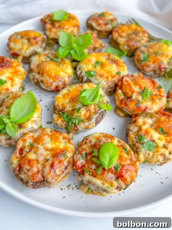 Pizza-Flavored Baked Beans 5 Stuffed mushrooms with melted cheese and tomato